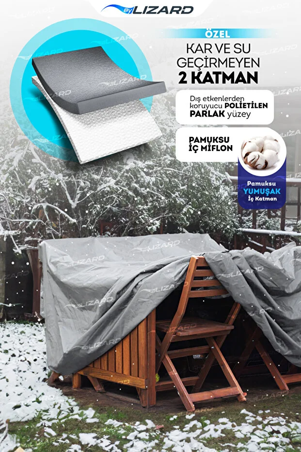 Bahçe Mobilya Koruma Örtüsü 320x200x80 Cm Gri Su Geçirmez